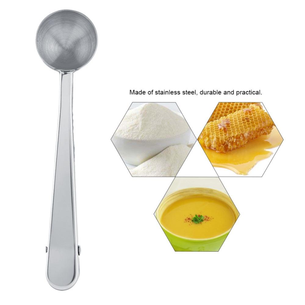 Rustless Steel Bag Clip 2-in-1 Measuring Utensil Save Space Sealing Clip Bean Scooping