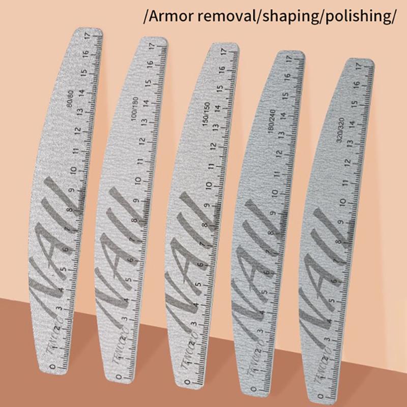 1Pcs Nail File With Ruler 80/100/150/180/240/320 Grit Sandpaper Disposable Cuticle Remover Buffers Manicure Tool