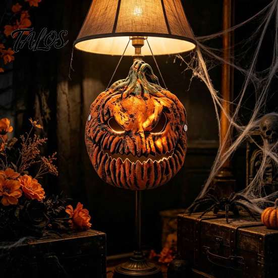 Outdoor Halloween Porch Light Decorations Pumpkin Head Cover Mask, 3D Scary Face Lamp Terrifying Mask Shade for Garage, Wearable Cosplay Costume