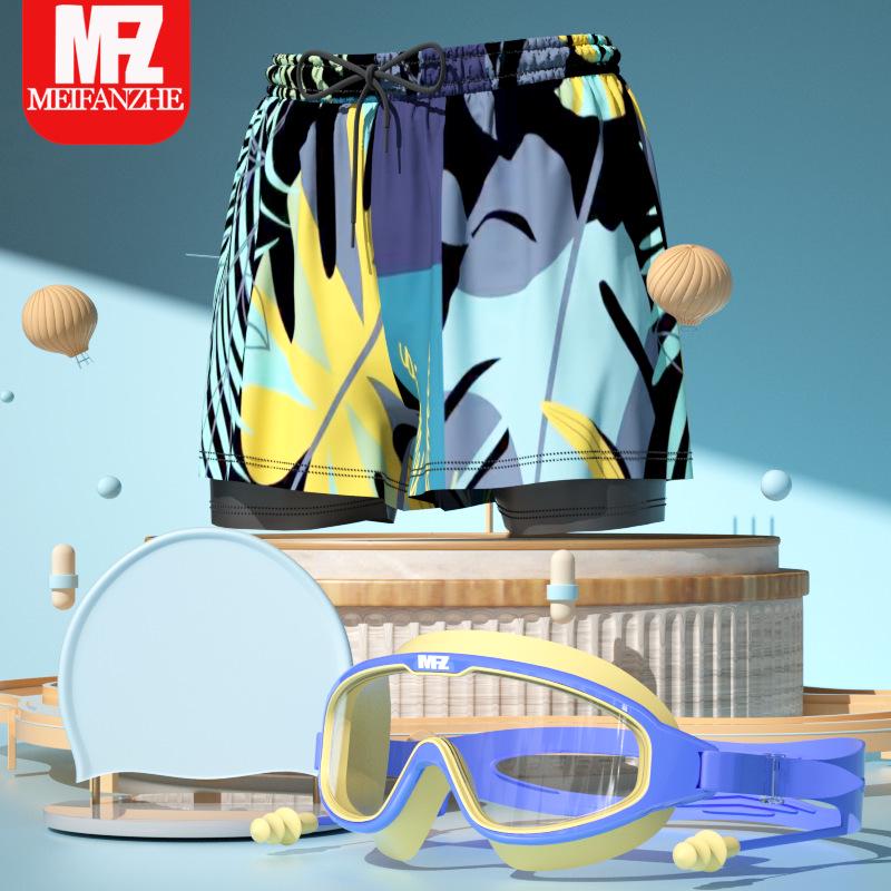 Professionelle Schnelltrocknende Jungen-Badehose: Doppellagiges Anti-Peinlichkeits-Set für mittlere und große Kinder