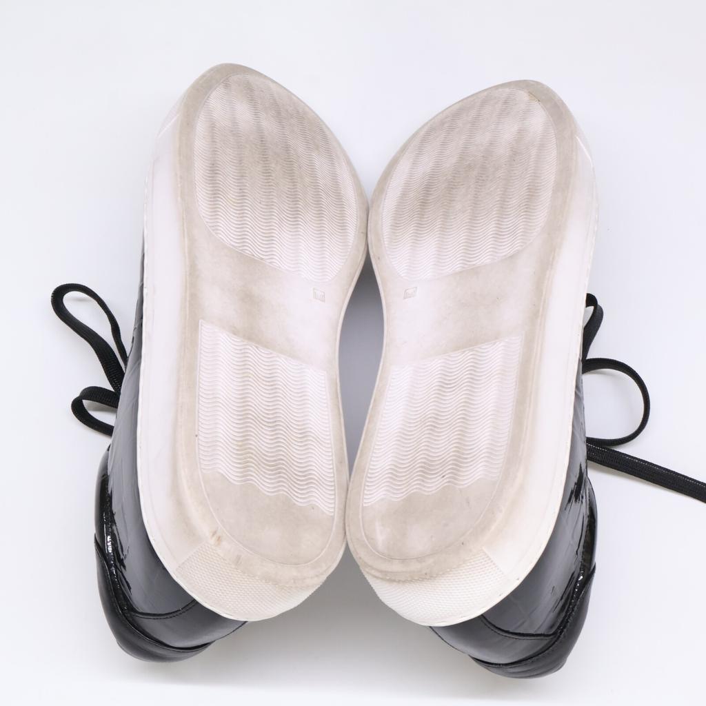 ESTNATION Smooth leather x crocodile embossed leather low-top sneakers / shoes 40 blackUsed