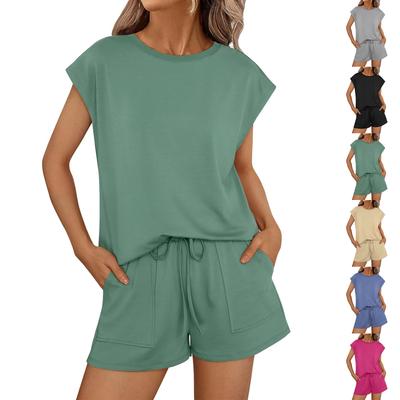 Femeii de vară lejer plajă vacanță agrement guler rotund vestă elegantă cămașă scurtă pantaloni scurți