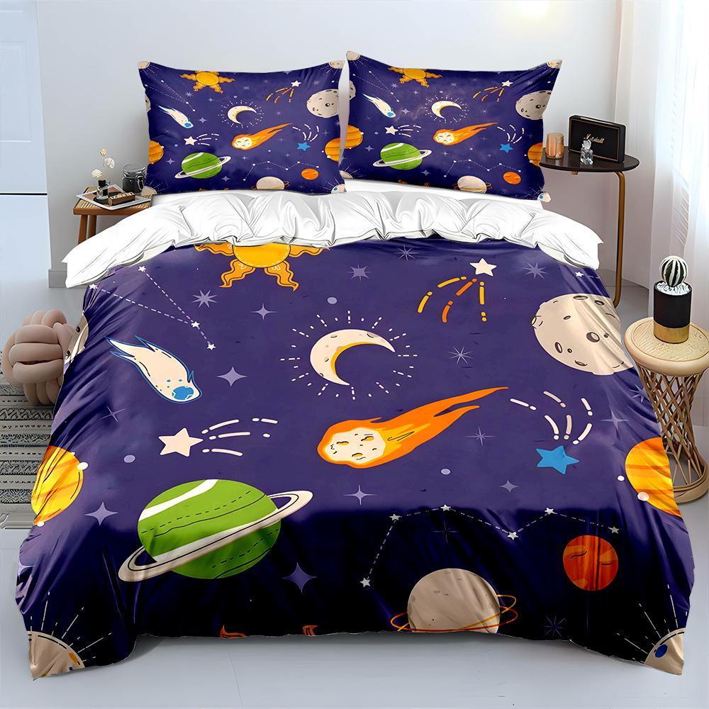 Cosmic celestial pattern design Bedding Set for Kids Luxury Gift 3pcs Digital Print Comforter Set Soft Comfortable Breathable
