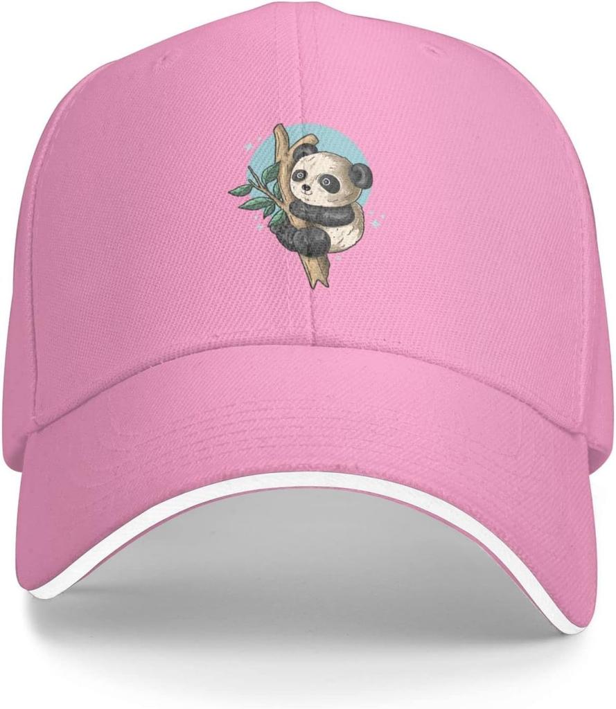 Cute Panda Climbing Tree Baseball Cap Polyester Sun Protection Casual Adjustable Cap for Adults