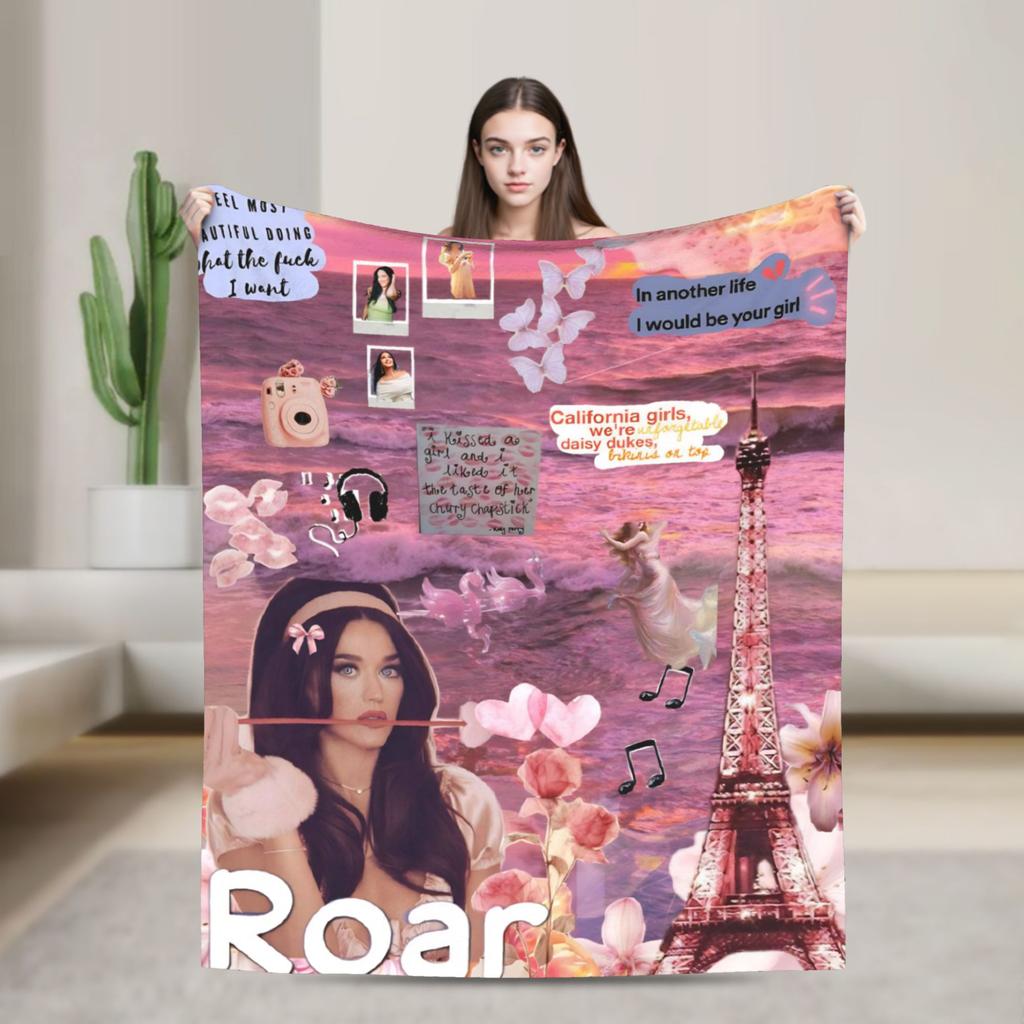 Perry Tour 2025  Katy Butterfly Blanket  Super Warm Street Trend Plush Throw Blanket For Outdoor Flannel Bedspread Bed Cover