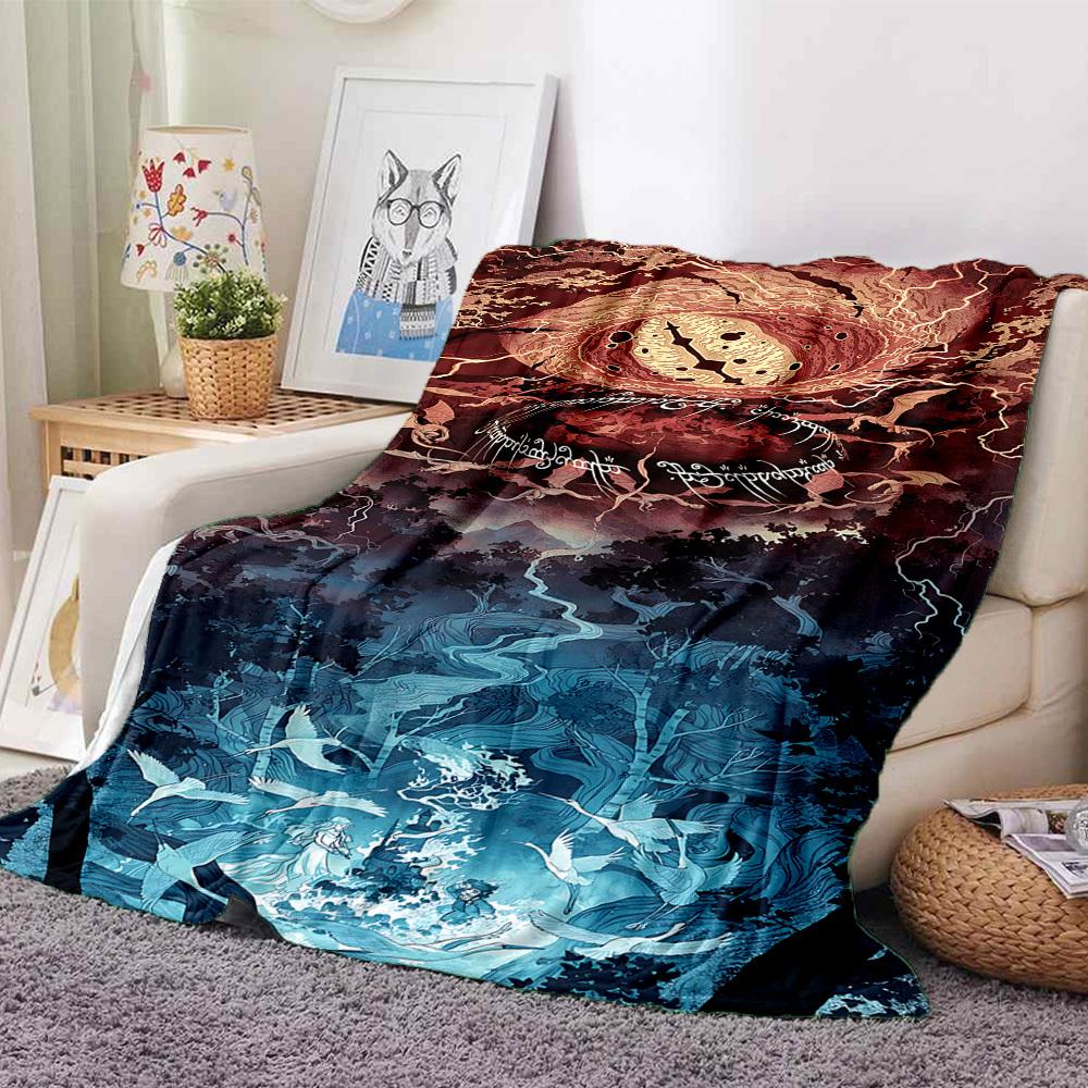 1pc The Lord of the Rings Flannel Throw Blanket Lightweight Soft Warm All Season Blanket for Sofa, Bed, Travel,L1028135