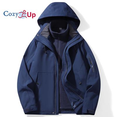 Cozy Up Mens Jackets Waterproof Fleece Snow Coat 2 In 1  Jackets Winter Warm Windbreaker Raincoat