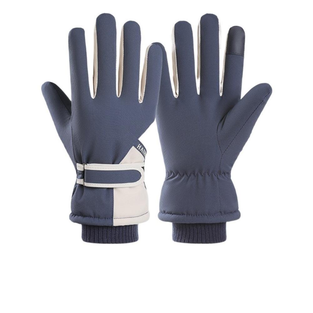 Full Fingers Cold-resistant Winter Gloves Waterproof Piled Riding Gloves Windproof Thickened Cycling Gloves Running