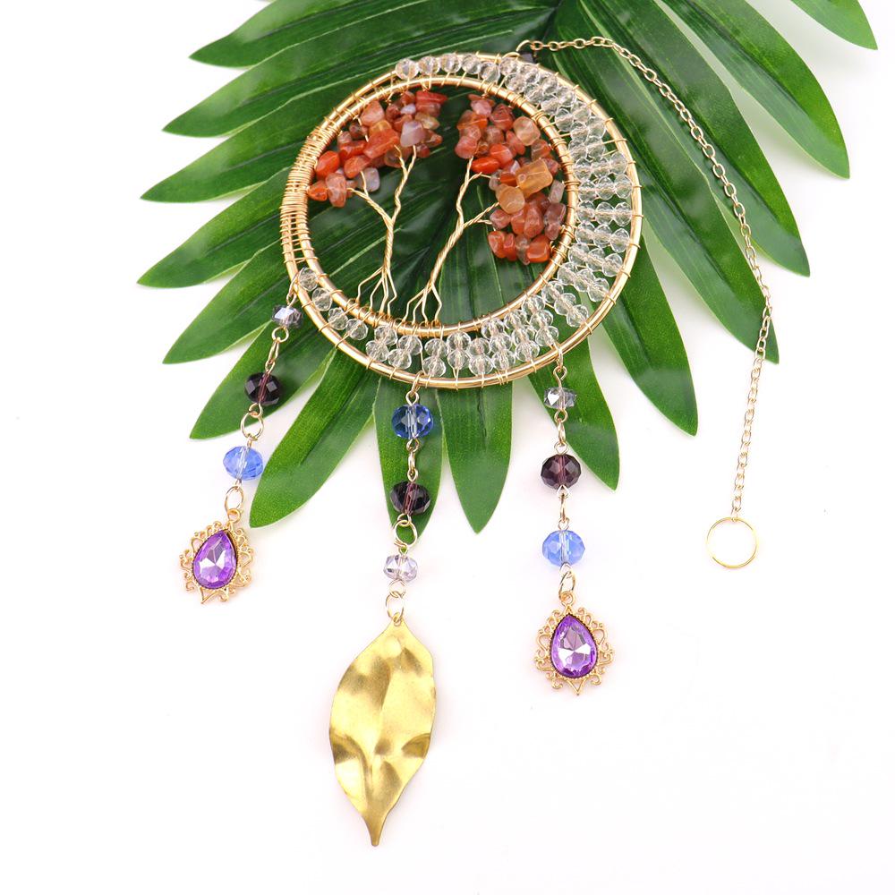 Handmade Sunlight Crystal Dream Catcher: Rainbow Wind Chime Pendant for Girl's Room Gift