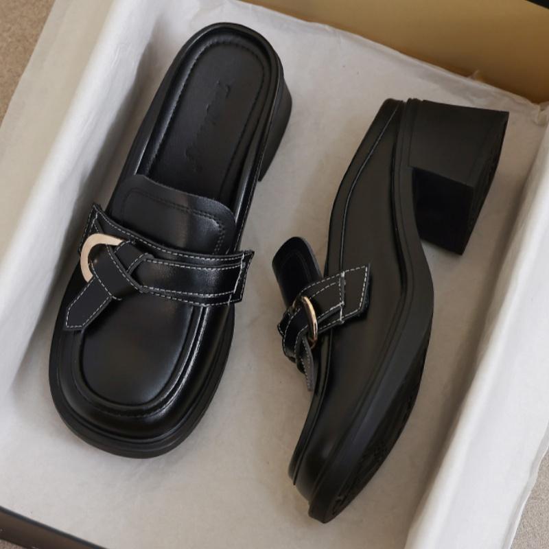 Fashion Black Super High Heels Women's Slippers 2025 New Style Mule Platform Pumps Slip On Comfortable Soft Women Sandals Slippers