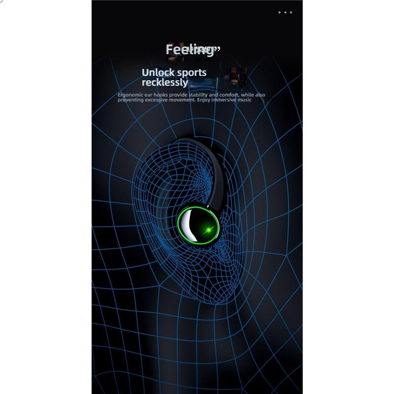 Sports Cycling Bluetooth 5.3 Earphones, Ear Hook Design ENC Noise Reduction Waterproof