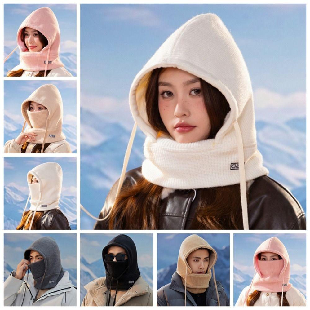 

Plush Thickening Windproof Snow Hat Integrated Warm Face Mask Streetwear Outdoor Cycling Scarf Men Style 2