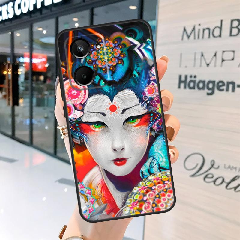 Japanese Geisha Case For Realme 15 13 12 10 11 14 Pro Plus GT6 GT7 C15 C35 C53 C55 C61 C63 C65 C67 C71 C75