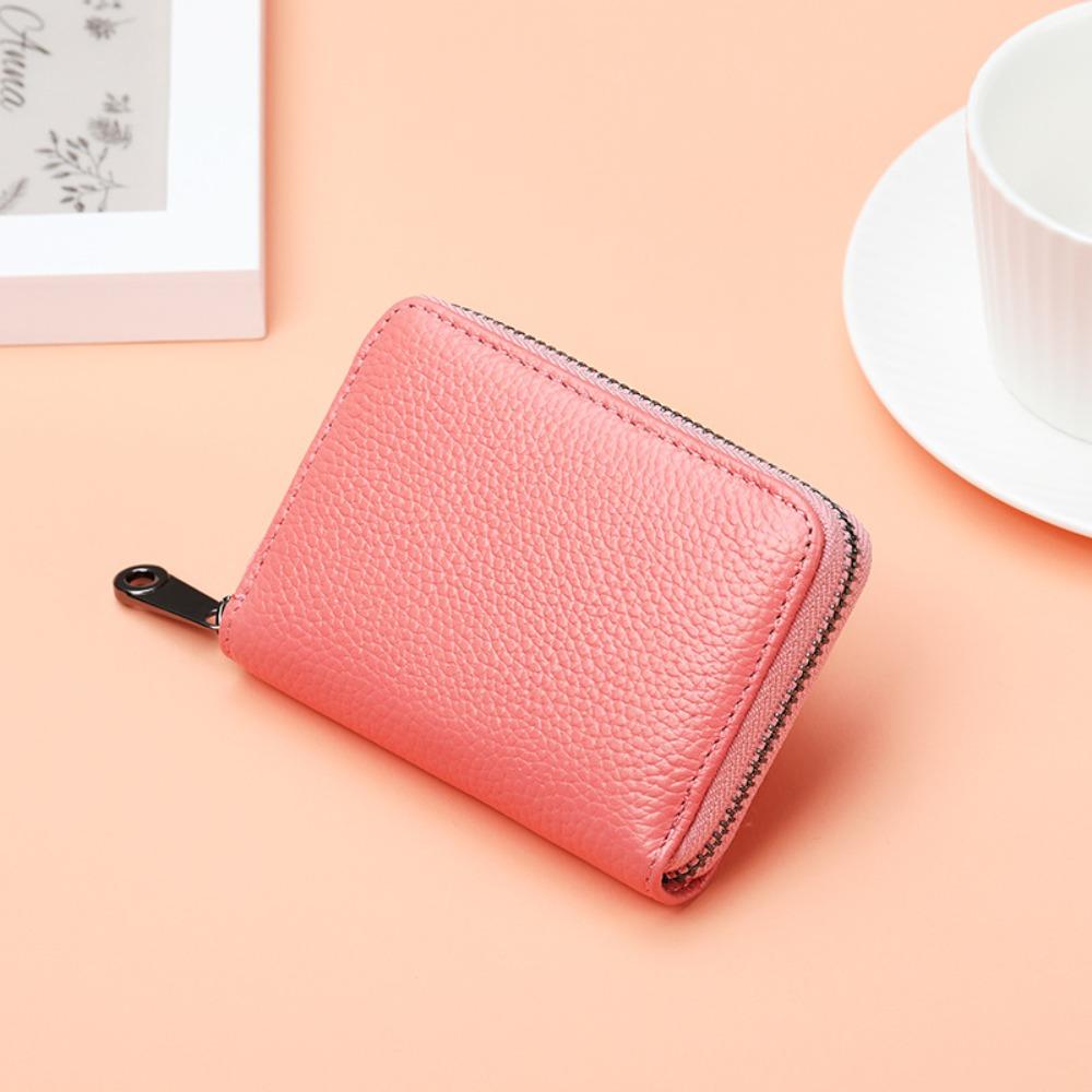Fashion Multi Slot Card Holder PU Leather Zipper Small Wallet Solid Color Coin Pouch Men Women