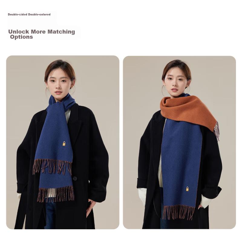JIUMU Pure Wool Scarf for Women, Autumn And Winter Neck Warmer, Ladies' Warm Shawl, Gift for Women, Mother's Day And Birthday Present, Gift Box Set