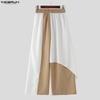 INCERUN Men Elastic Waist Ruffled Layers Casual Long Loose Pants Trousers