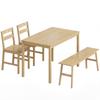 Bamboo Dining Room Set Dining Table With 2 Chairs And Bench For 4 People Natural Wood