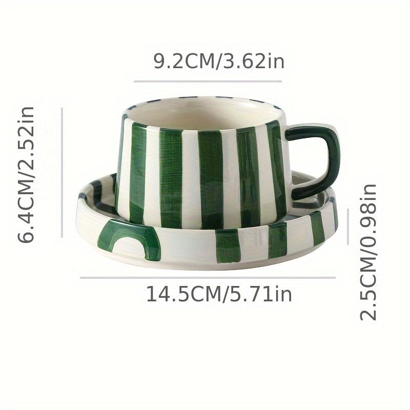 1 Set Creative Ceramic High end Striped Coffee Cup Office Afternoon Tea Exquisite Pull Flower Hand Gift Cup and Saucer Combination