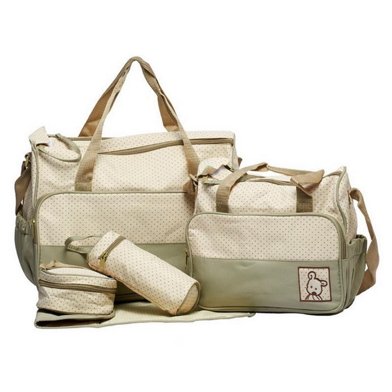 

Хуа Яо Мама и Малыш: Набор из 5 предметов, многофункциональная сумка для мамы большой вместимости хаки