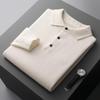 Men's Polo Collar Pure Color Wool Sweater - Long Sleeve Pullover Knit T-shirt for Autumn and Winter