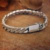 Domineering Lion Head Animal Bracelet Men\'s Stainless Steel Braided Chain Wristband Bracelet Hip Hop Jewelry