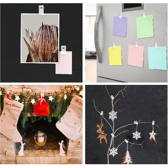 40pcs Adhesive Clips Self Adhesive Clips Acrylic Sticky Clips for Hanging & Organization,Clear Adhesive Clip for Hanging Poster Photo Decoration