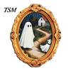 Seasonal Refrigerator Art Vintage Halloween Ghost Fridge Magnet, Retro Gold Frame Decoration Decorations with Strong Magnetic Adsorption for
