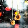 Crochet Knitted Bee Sunflower Pendant Cute Decor Automotive Interior Charms Decorations Rearview Mirror Hanging Ornament