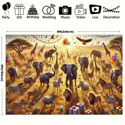 2D Zootiere Partybanner für Babyparty und Fotokabine
