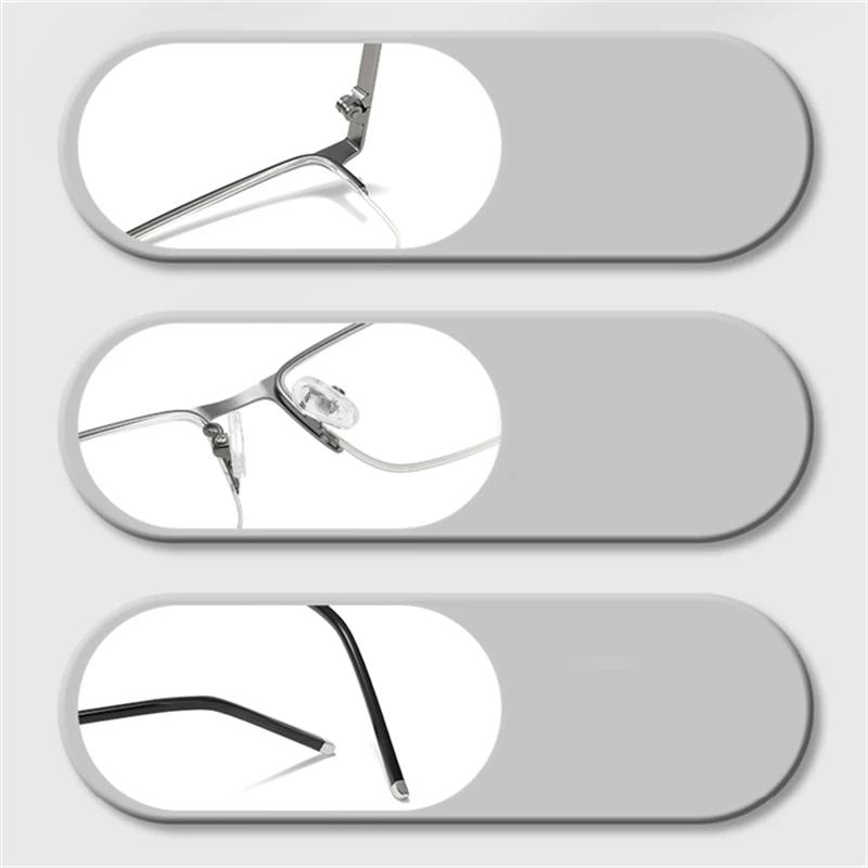 Gafas Cuadradas de Media Montura de Aleación de Titanio para Hombres Vintage Miopes con Receta -0 -0.5 -0.75 A -6.0