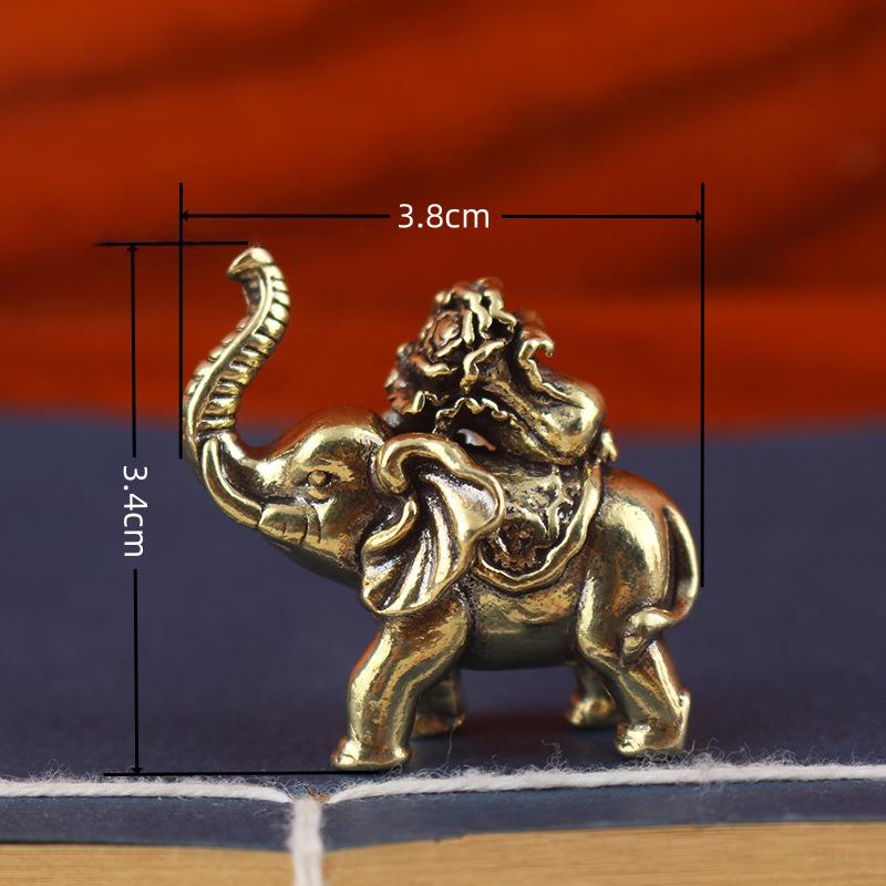 Lucky Elephant Small Ornaments Brass Blessing Elephants Miniature Figurines Antique Animal Statue Craft Decor