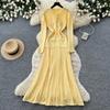 Pink knitted dress women's long-sleeved A-shaped skirt high waist and thin commuter temperament skirt small fragrant style long skirt