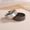 Men's 8mm Wide Groove Frosted Ring Stainless Steel Simple Matte Finish Exquisite Accessory