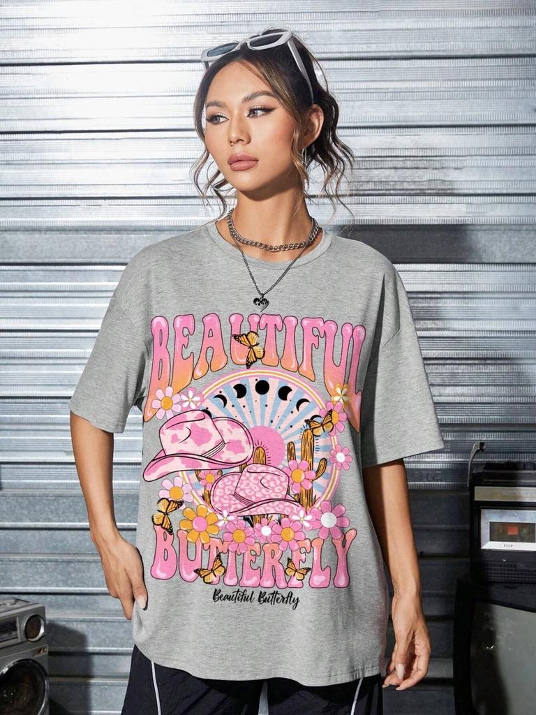 A Beautiful and Shining Worldprinting Women T-Shirt Casual Loose Tshirts Street Fashion Tee Shirt Hip Hop Summer T Shirts