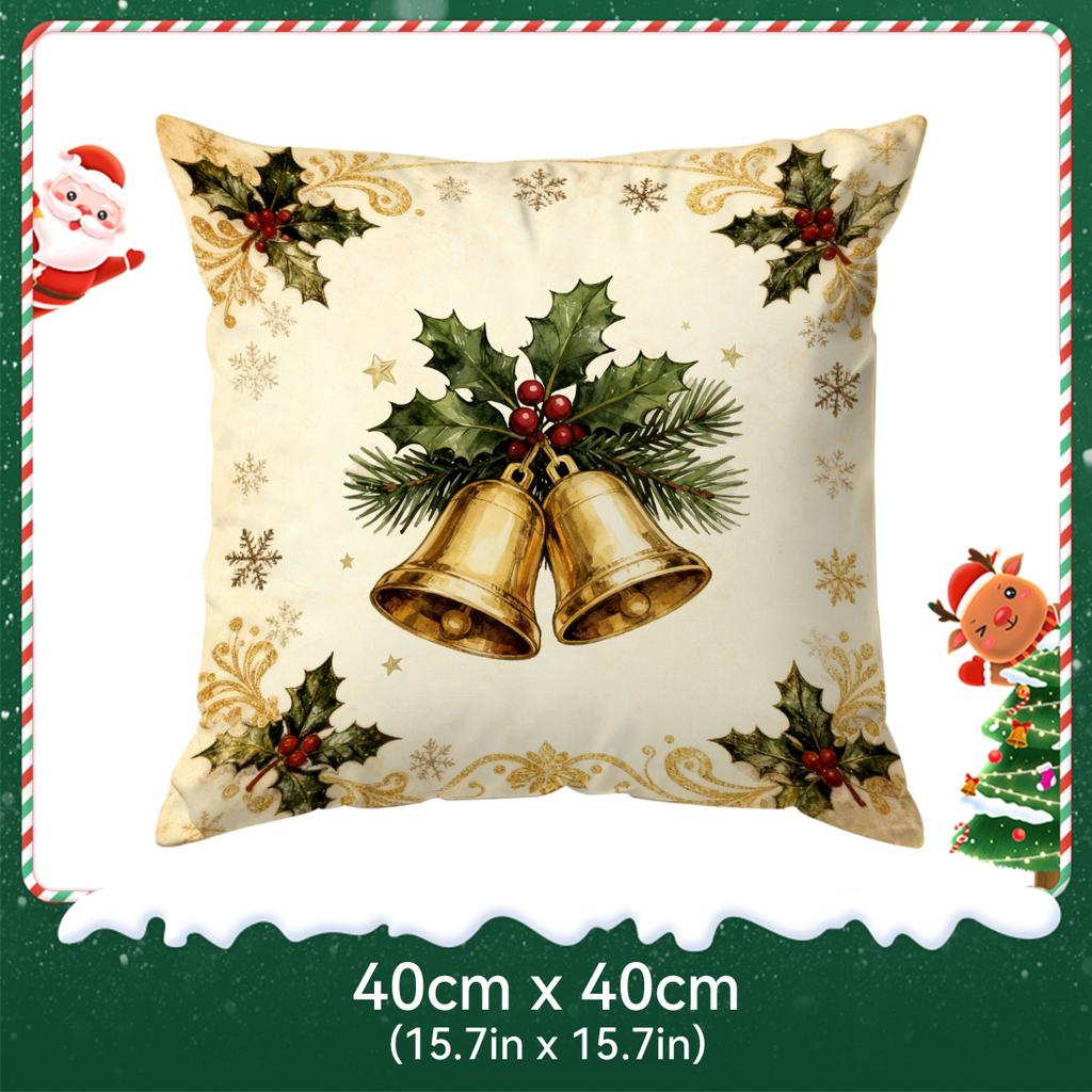 Santa Claus Christmas Tree Bell Pillowcase Bedroom Cushion Cover 100% Polyester Living Room Cushion Pillowcase Home Decor