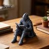 Studieværelse Ornament 3D Printet Middelalderlig Ridder Boghjørne Ornament Læse Figur Fantasy Bogreol Dekoration Hjørne Dekoration Kreativ Bogstøtte Statue til