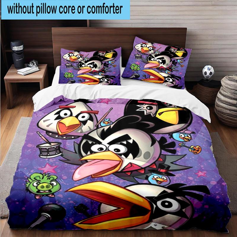 3PCS Red Birds Characters Collage 3pcs Bedding,Including 3PCS Duvet Cover And 2pcs Pillowcases Perfect for Christmas,Ideal for Bedroom, Dormitory