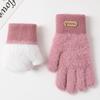Fashion Thickened Furry Gloves Solid Color Cold-proof All Finger Mittens Warm Windproof Knitted Gloves Men Women