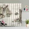 Chinese Style Ink Painting Shower Curtain Landscape Flower Tree Plant Boat Plum Living Room Background Wall Bathroom Screen Hook