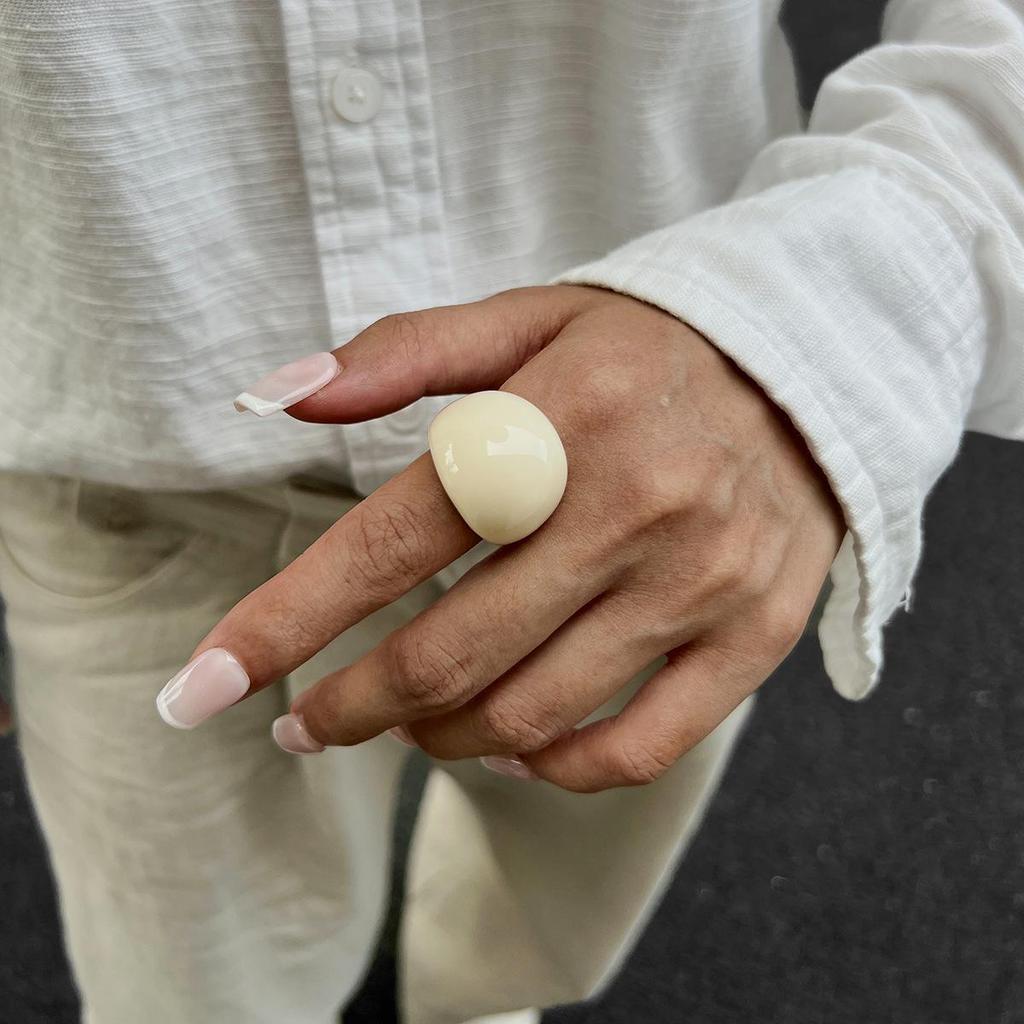 Vintage Irregular Smooth Resin Plastic Ring for Women, New Trend Bohemian Geometric Ring, Aesthetic Party Jewelry