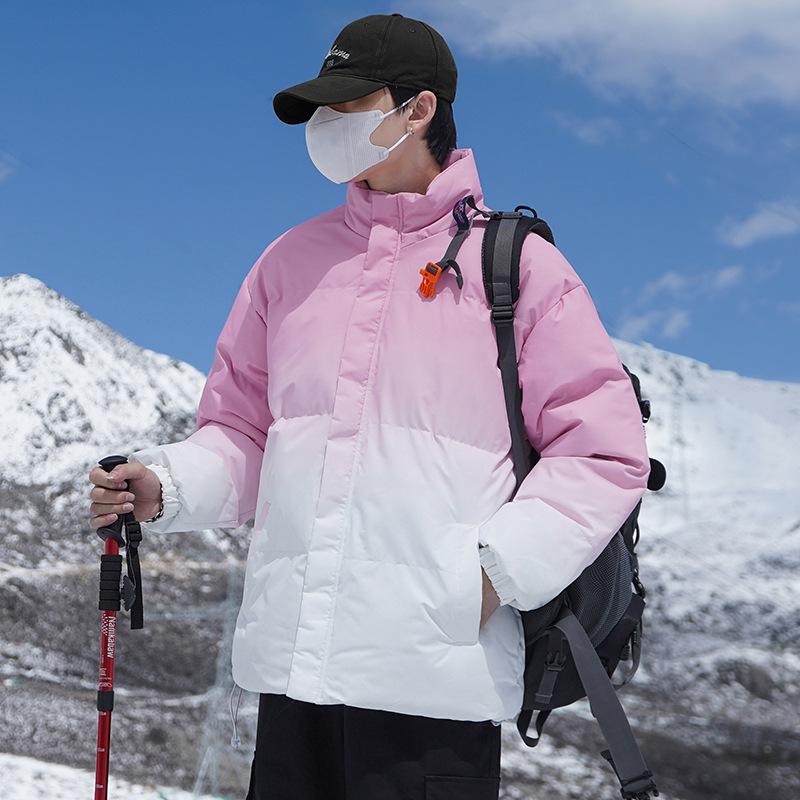 

Padded-on men s loose bread clothes, teenagers sub-zero warm padded clothes, gradual change of Guochao stand-up collar padded jacket XXXL
