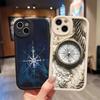 World Map Compass Nautical Phone Case For Iphone 16 15 14 Pro Max 13 12 11 Mini Xs Puls Lambskin Silicone Cover