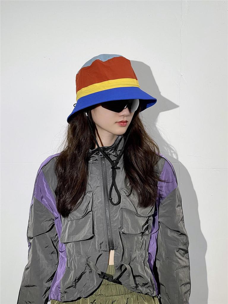 Quick drying color blocked fisherman hat new basin hat outdoor hiking sun hat women's summer sun protection hiking camping hat