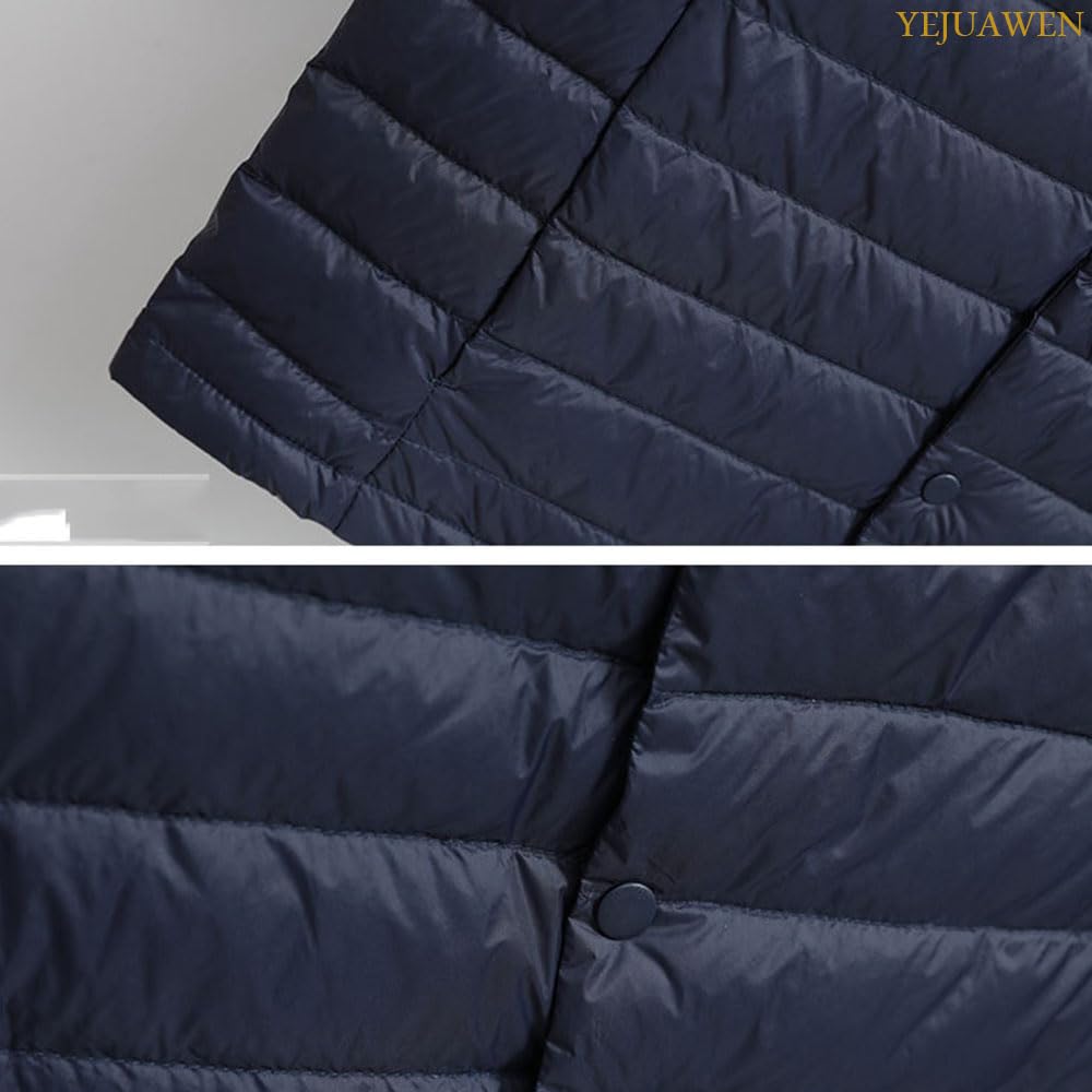 YEJUAWEN Ultralight Down Lightweight and Warm for Fall and Winter Men's Vest, Collarless, (WEN013) (L, Black)