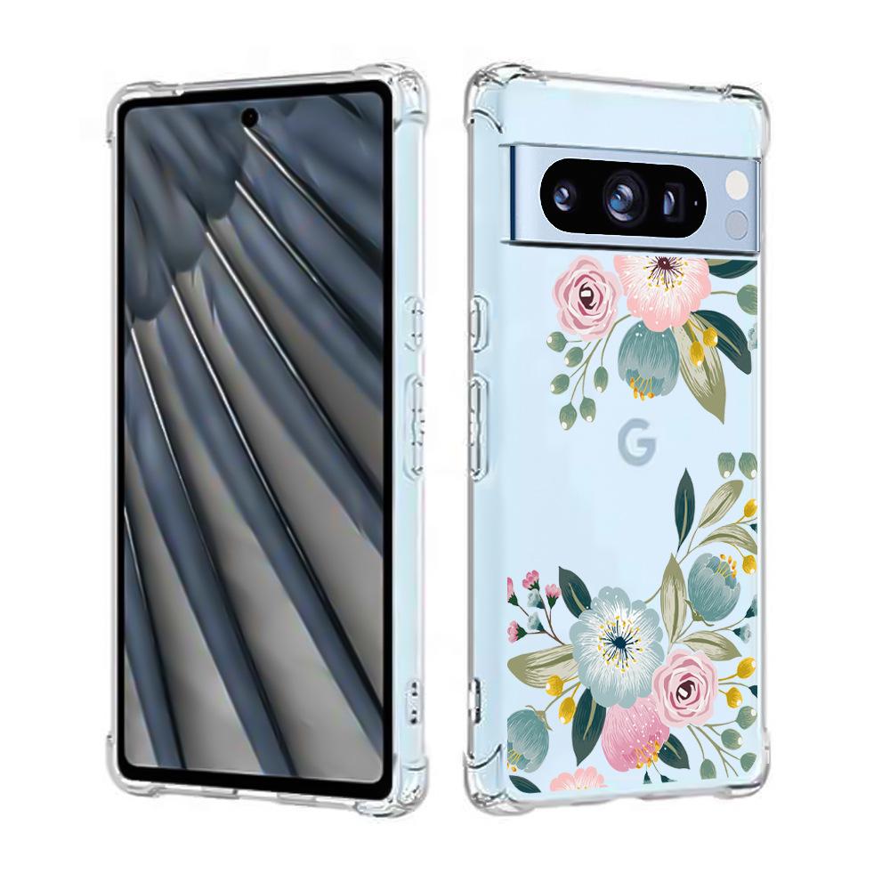 Průhledné TPU pouzdro Google Pixel 8 proti pádu s roztomilým designem koček a psů