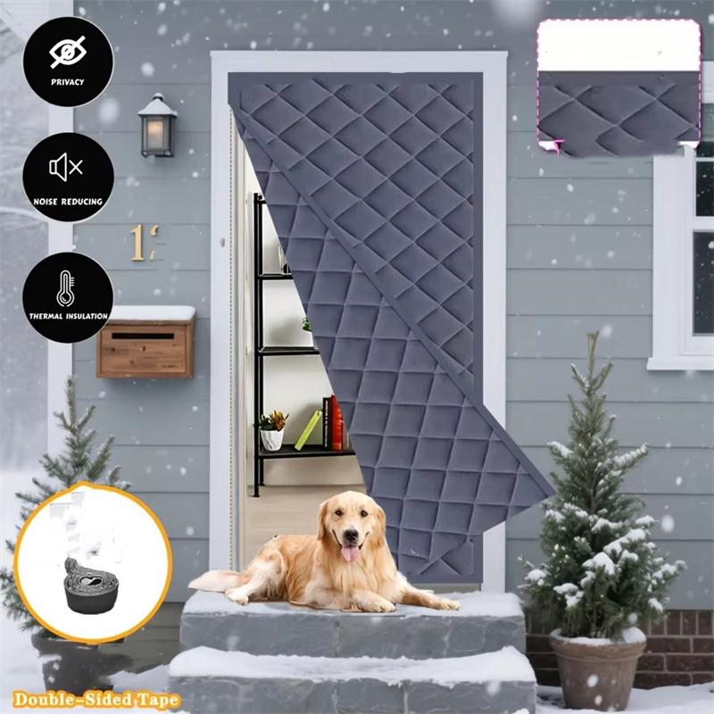 Winter Cotton Household Insulation, Heat Insulation, Windproof Door Curtain Solid Color Thickened Windproof, Cold Proof