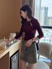 Women's Slimming White Long Sleeve T-Shirt - Hollow Round Neck, Drop Shoulder, Early Spring 2025 Collection