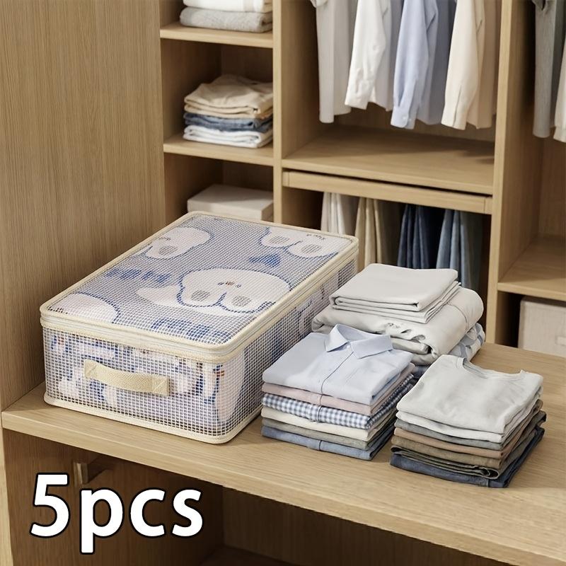 5er Set Transparente Mesh-Kleider-Organizer-Taschen mit großem Fassungsvermögen, Staubdichtes Design, Umzugstaschen, Ideal zur Aufbewahrung von Bettwäsche, Steppdecken