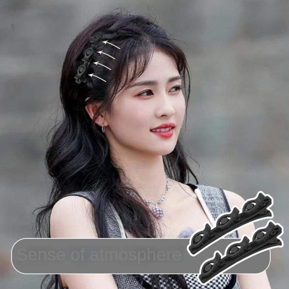 Dwuwarstwowa pleciona spinka do włosów Jednolity kolor Spinka typu kaczy dziób Kobiety Wsuwka Lenie akcesorium do włosów