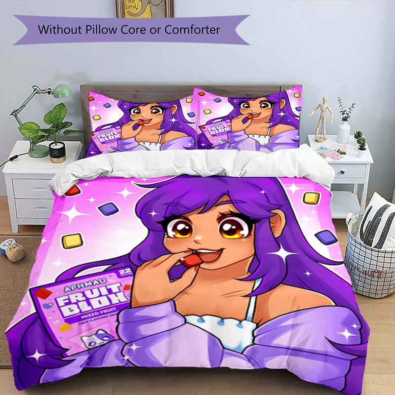 Set Copriletto Anime A-AphmauS 3 Pezzi - Biancheria da Letto Stampata HD con 1 Copripiumino e 2 Federe - Perfetto per la Decorazione della Casa e del Dormitorio